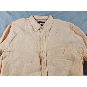 Banana Republic Linen‎ Shirt Mens Large Orange Camden Fit Button Up Long Sleeve
